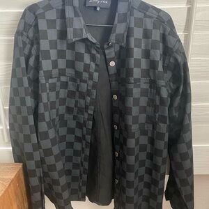 Checkered Black Oversized Jacket